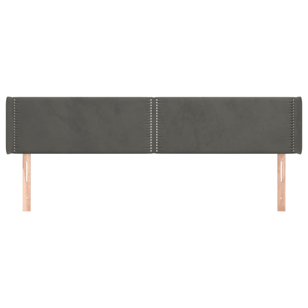 Hoofdbord met randen 163x16x78/88 cm fluweel donkergrijs 163 x 16 x 78/88 cm Donkergrijs