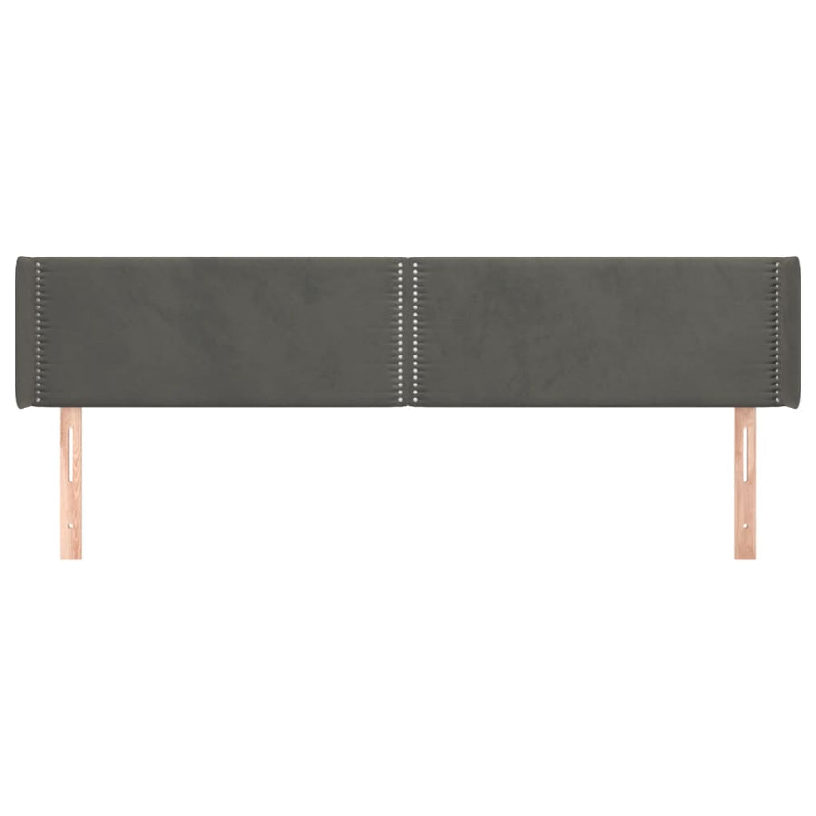 Hoofdbord met randen 163x16x78/88 cm fluweel donkergrijs 163 x 16 x 78/88 cm Donkergrijs