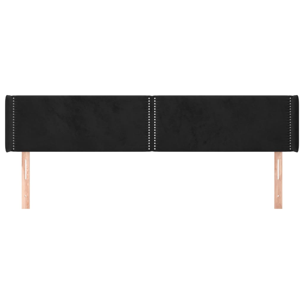 Hoofdbord met randen 163x16x78/88 cm fluweel zwart 163 x 16 x 78/88 cm Zwart