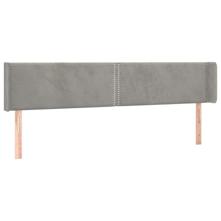 Hoofdbord met randen 203x16x78/88 cm fluweel lichtgrijs 203 x 16 x 78/88 cm Lichtgrijs