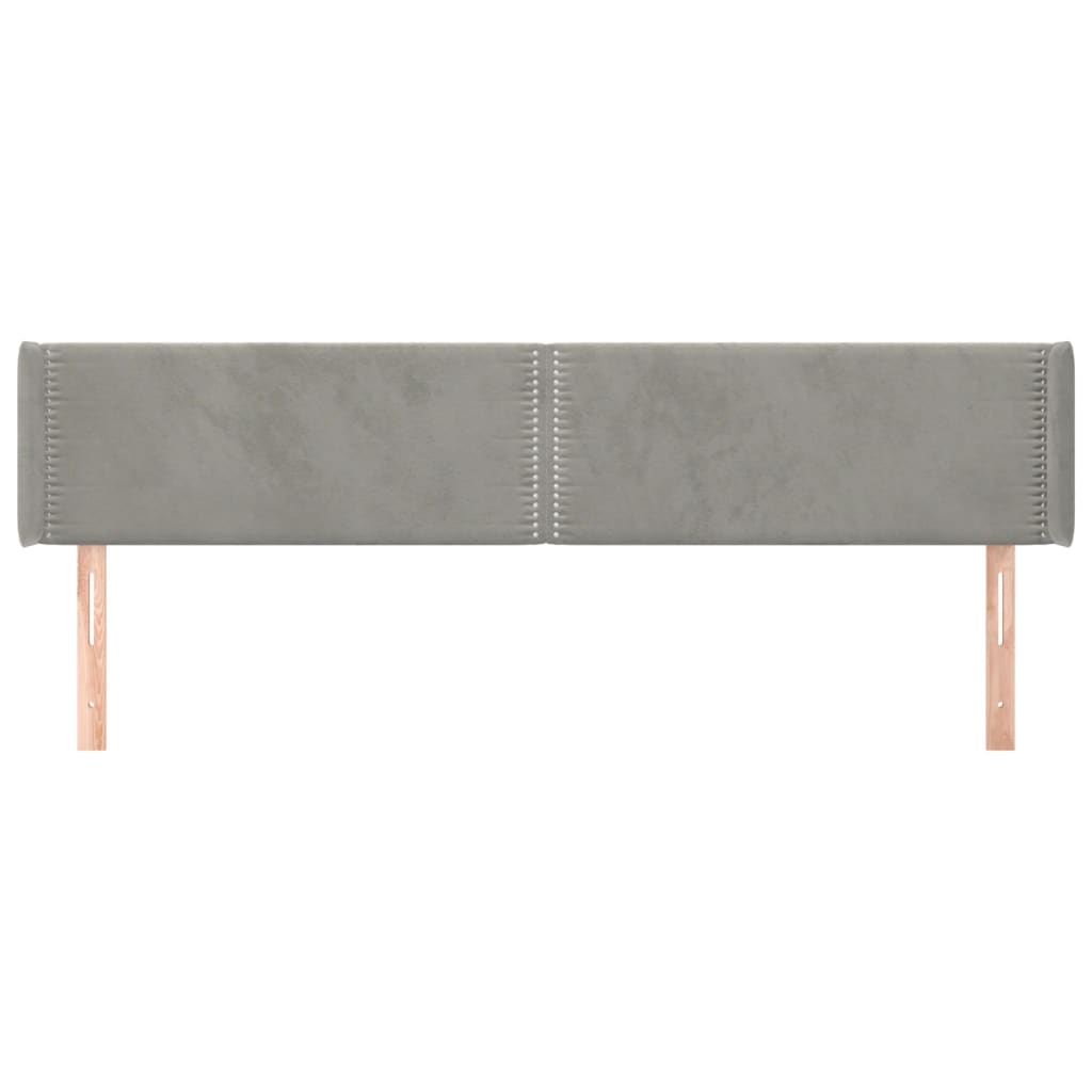 Hoofdbord met randen 203x16x78/88 cm fluweel lichtgrijs 203 x 16 x 78/88 cm Lichtgrijs