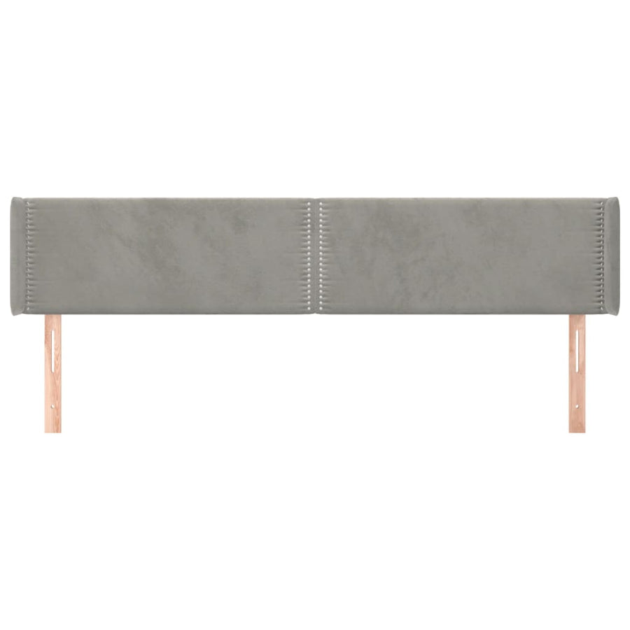 Hoofdbord met randen 203x16x78/88 cm fluweel lichtgrijs 203 x 16 x 78/88 cm Lichtgrijs