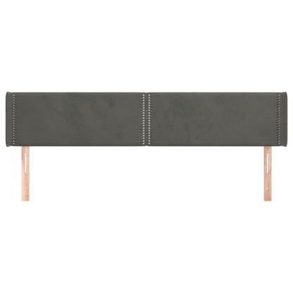 Hoofdbord met randen 203x16x78/88 cm fluweel donkergrijs 203 x 16 x 78/88 cm Donkergrijs