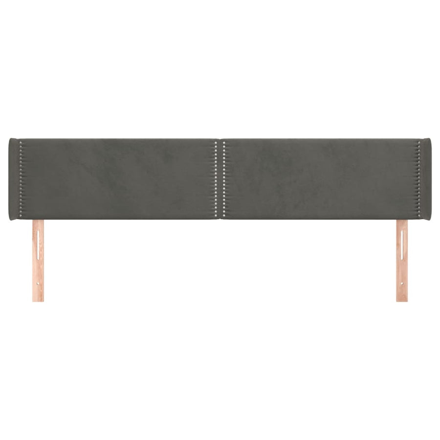 Hoofdbord met randen 203x16x78/88 cm fluweel donkergrijs 203 x 16 x 78/88 cm Donkergrijs