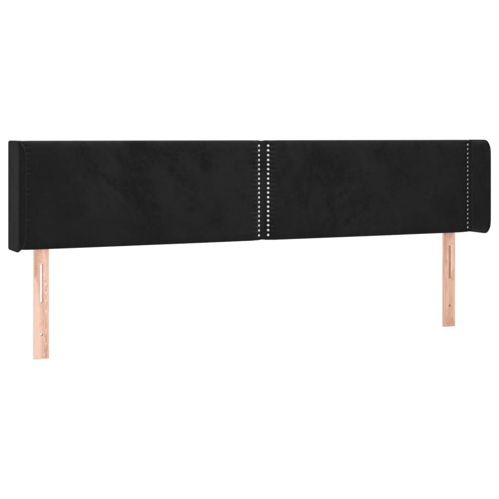 Hoofdbord met randen 203x16x78/88 cm fluweel zwart 203 x 16 x 78/88 cm Zwart