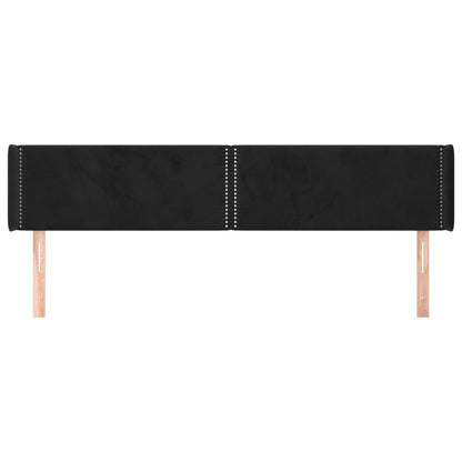 Hoofdbord met randen 203x16x78/88 cm fluweel zwart 203 x 16 x 78/88 cm Zwart