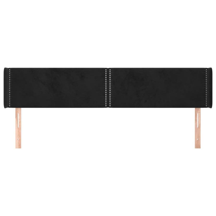 Hoofdbord met randen 203x16x78/88 cm fluweel zwart 203 x 16 x 78/88 cm Zwart