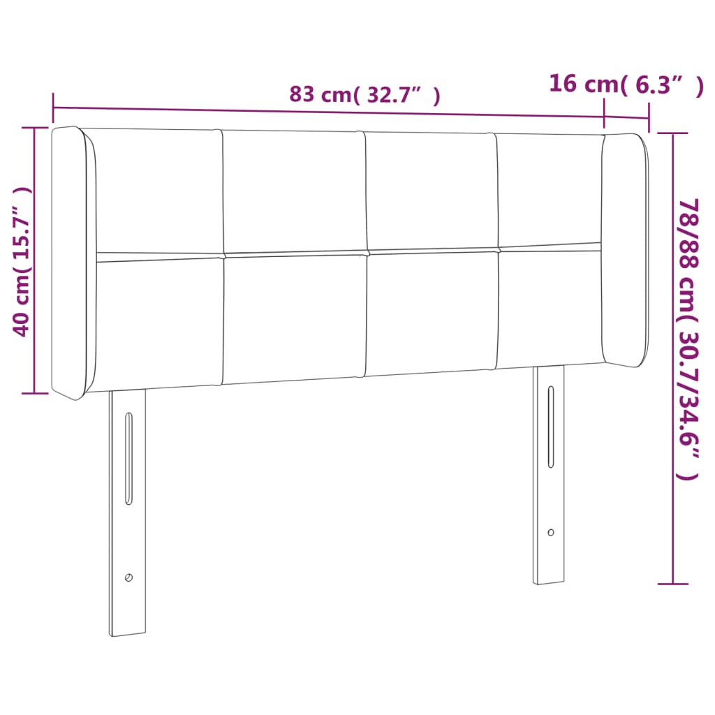 Hoofdbord met randen 83x16x78/88 cm stof crèmekleurig 83 x 16 x 78/88 cm Crème