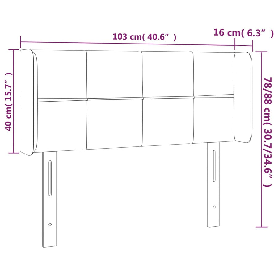 Hoofdbord Met Randen Stof Kleurig 1 103 x 16 x 78/88 cm Crème