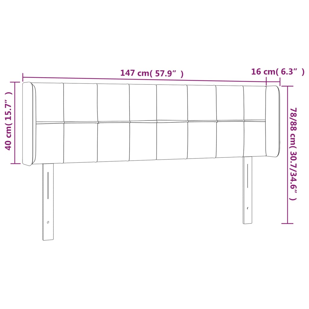 Hoofdbord met randen 147x16x78/88 cm stof donkergrijs 147 x 16 x 78/88 cm Donkergrijs