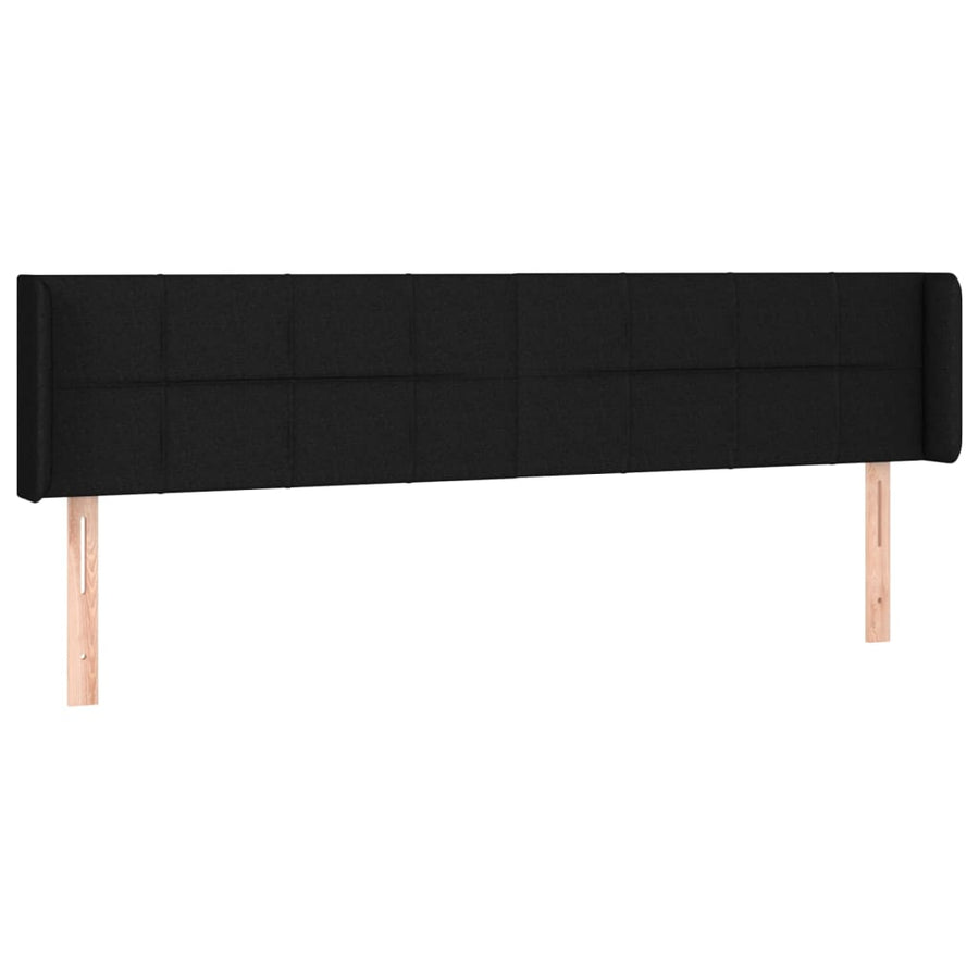 Hoofdbord Met Randen Stof 163 x 16 x 78/88 cm Zwart
