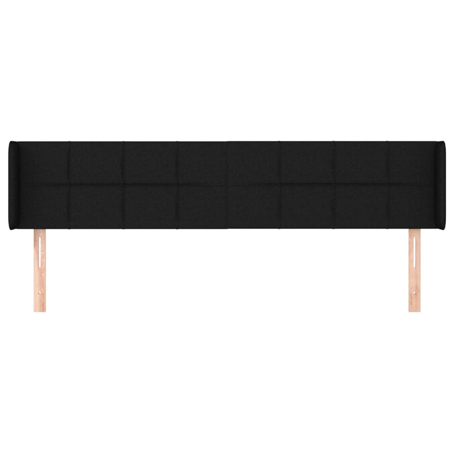 Hoofdbord Met Randen Stof 163 x 16 x 78/88 cm Zwart