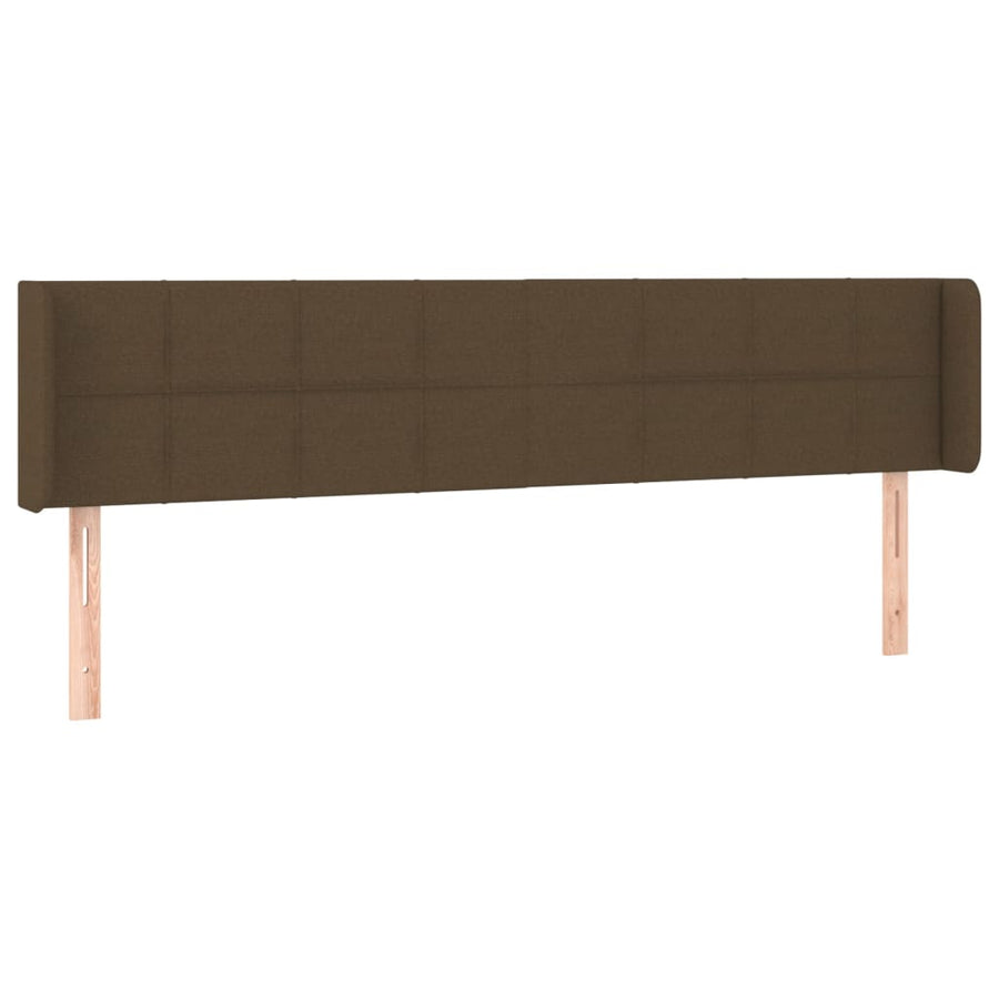 Hoofdbord Met Randen Stof 183 x 16 x 78/88 cm Donkerbruin