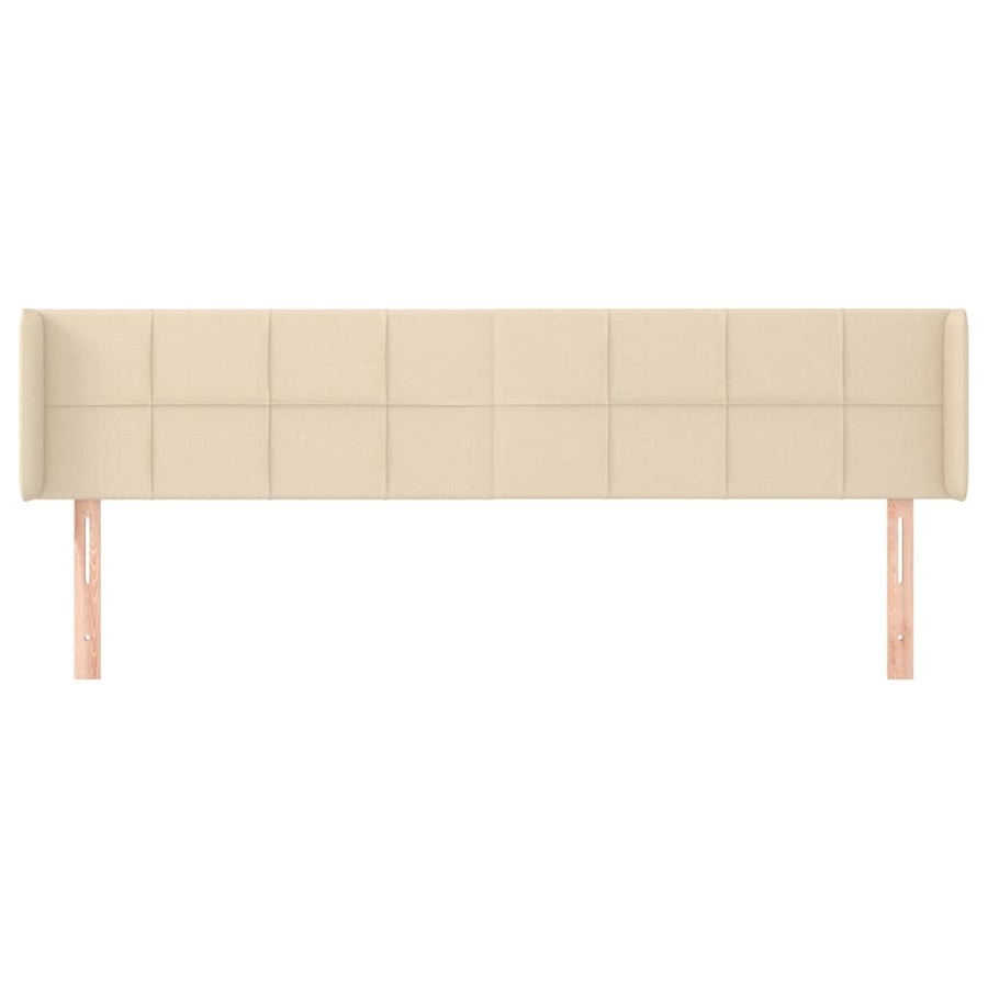 Hoofdbord Met Randen Stof Kleurig 183 x 16 x 78/88 cm Crème