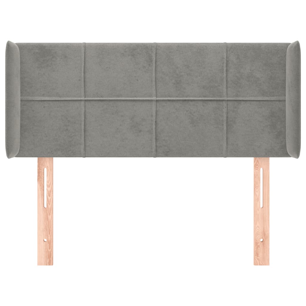 Hoofdbord met randen 83x16x78/88 cm fluweel lichtgrijs