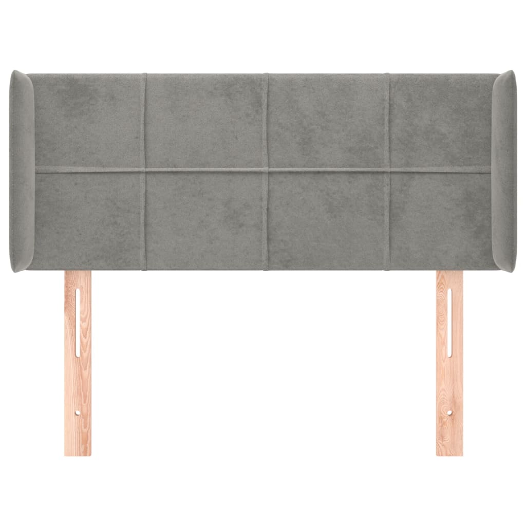 Hoofdbord Met Randen Fluweel 93 x 16 x 78/88 cm Lichtgrijs
