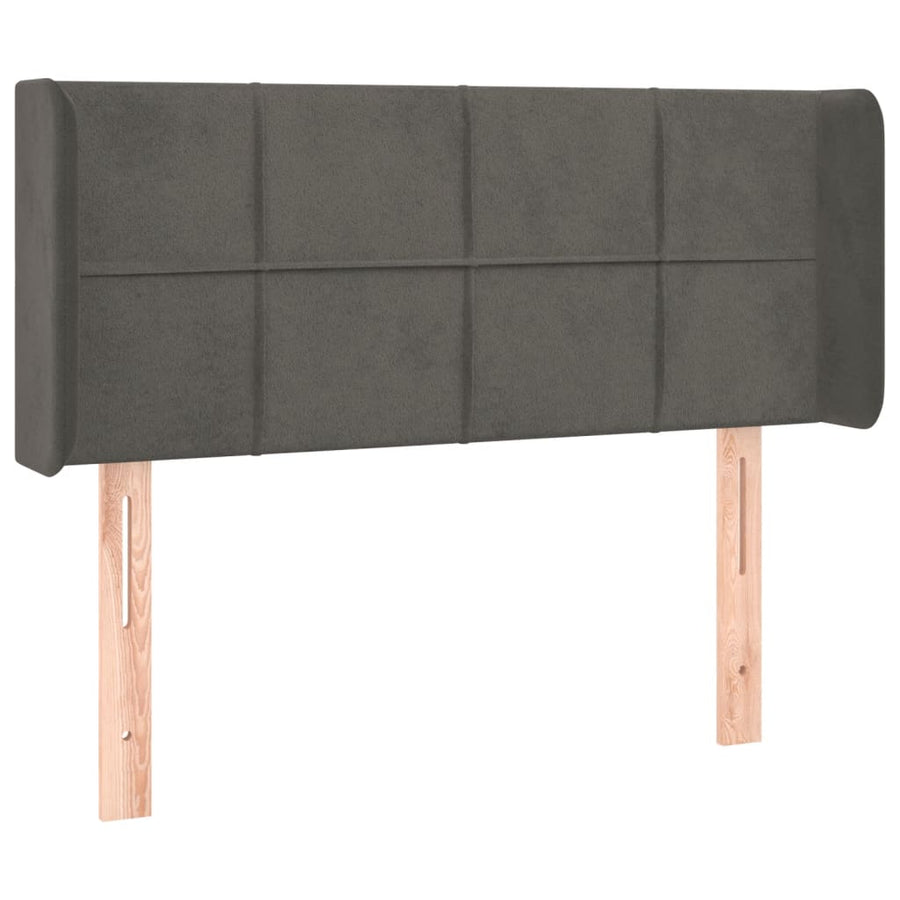 Hoofdbord Met Randen Fluweel 93 x 16 x 78/88 cm Donkergrijs