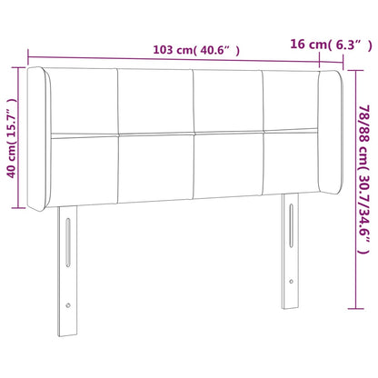 Hoofdbord Met Randen Fluweel 103 x 16 x 78/88 cm Lichtgrijs