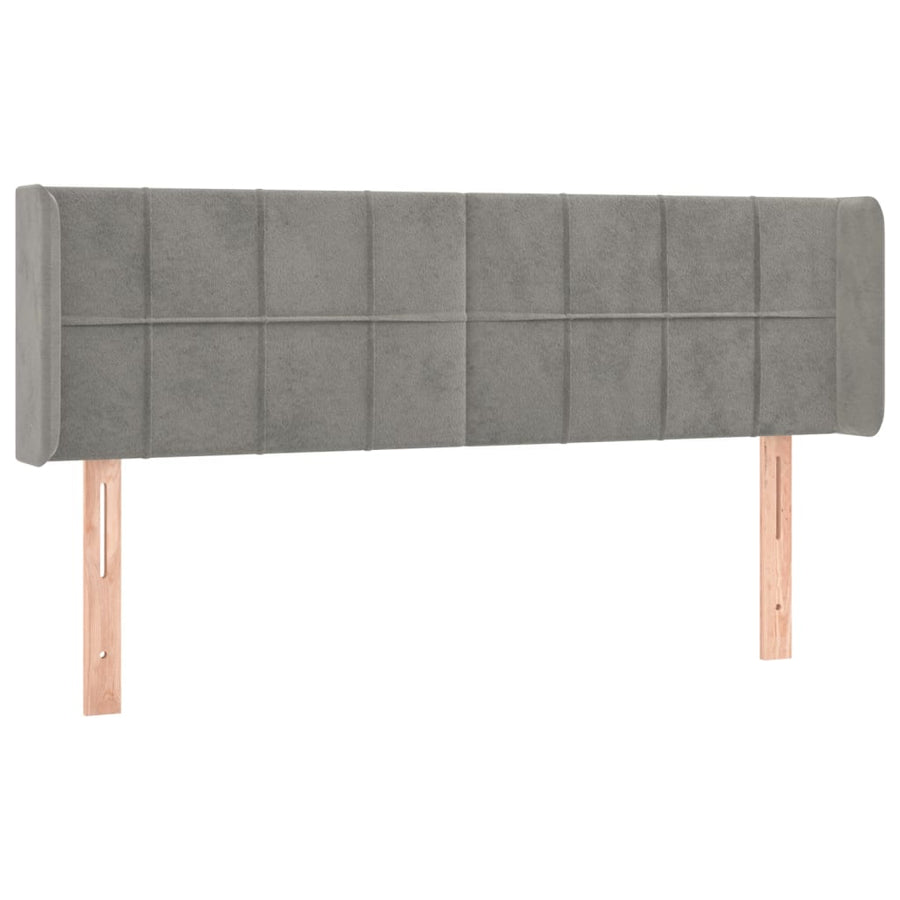 Hoofdbord Met Randen Fluweel 147 x 16 x 78/88 cm Lichtgrijs