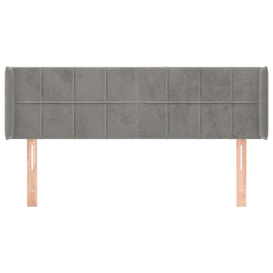 Hoofdbord Met Randen Fluweel 147 x 16 x 78/88 cm Lichtgrijs