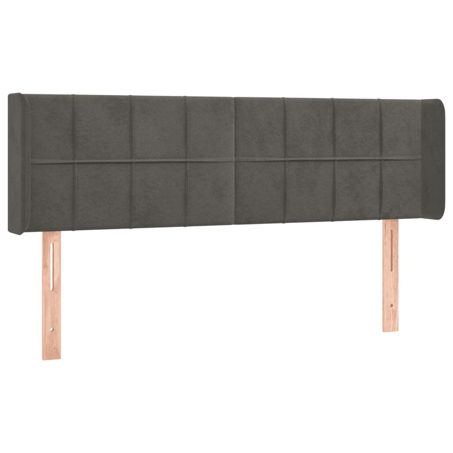 Hoofdbord Met Randen Fluweel 147 x 16 x 78/88 cm Donkergrijs