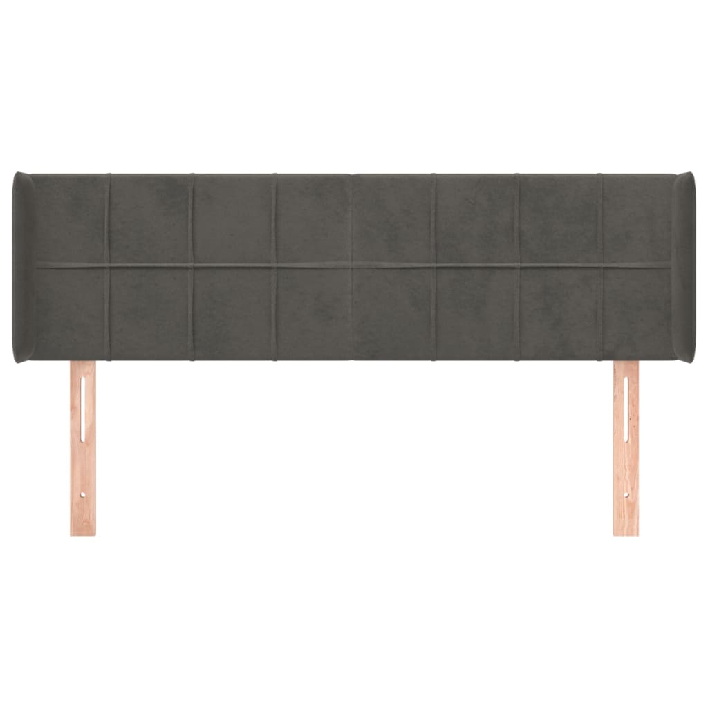 Hoofdbord Met Randen Fluweel 147 x 16 x 78/88 cm Donkergrijs