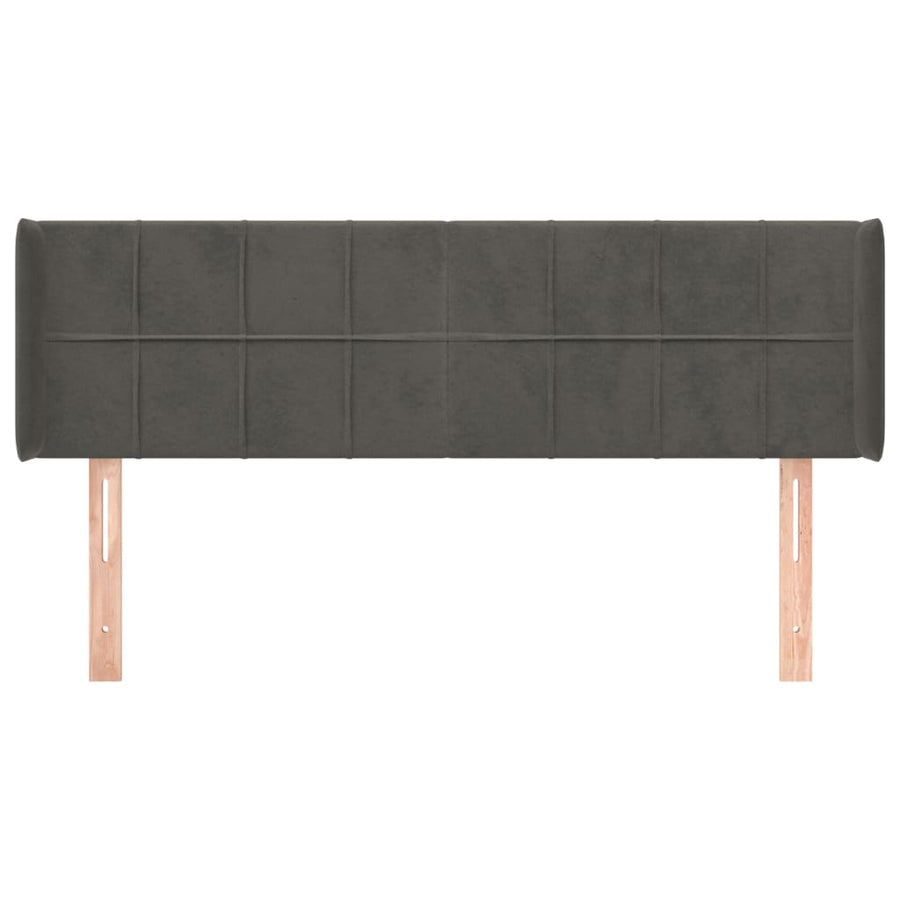 Hoofdbord Met Randen Fluweel 147 x 16 x 78/88 cm Donkergrijs