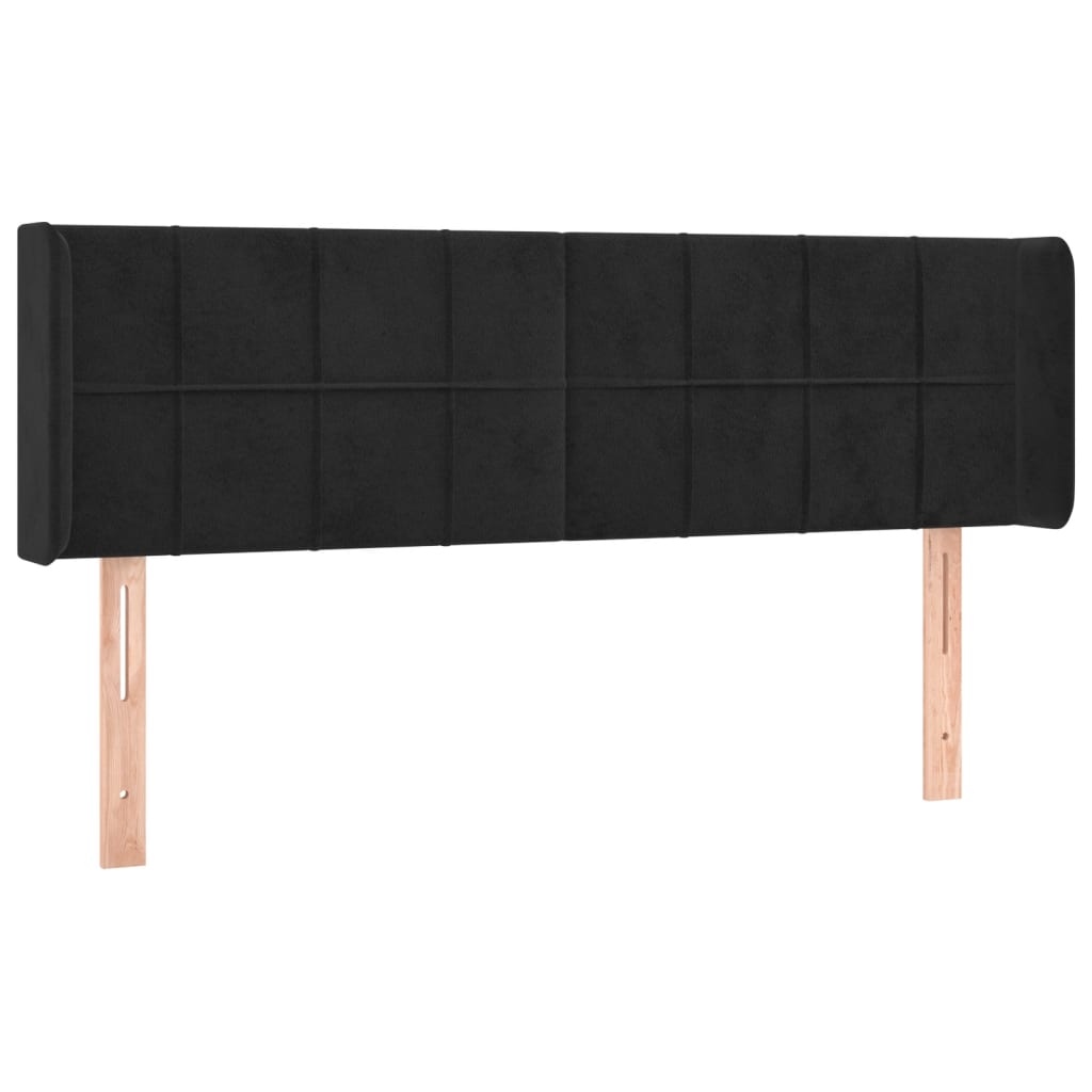 Hoofdbord Met Randen Fluweel 147 x 16 x 78/88 cm Zwart