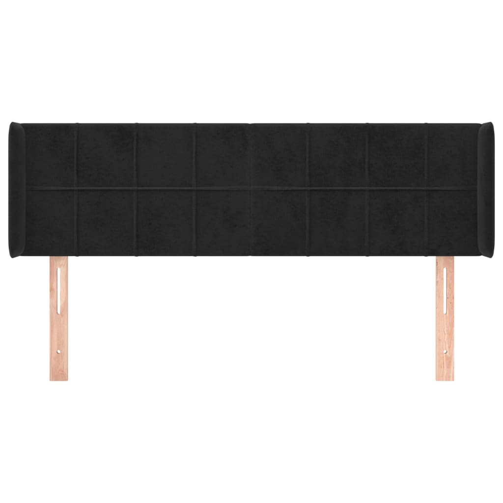 Hoofdbord Met Randen Fluweel 147 x 16 x 78/88 cm Zwart