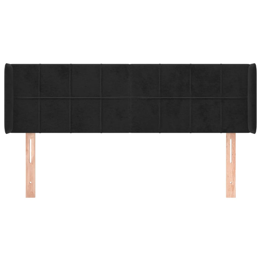 Hoofdbord Met Randen Fluweel 147 x 16 x 78/88 cm Zwart