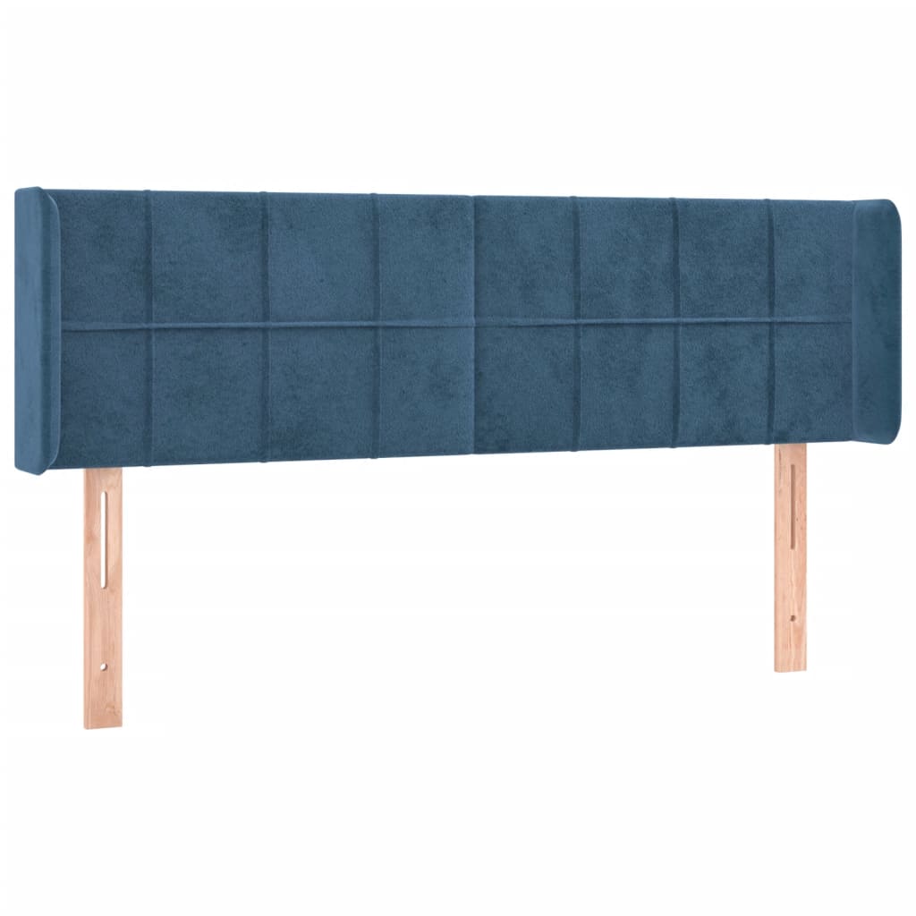 Hoofdbord Met Randen Fluweel 147 x 16 x 78/88 cm Donkerblauw