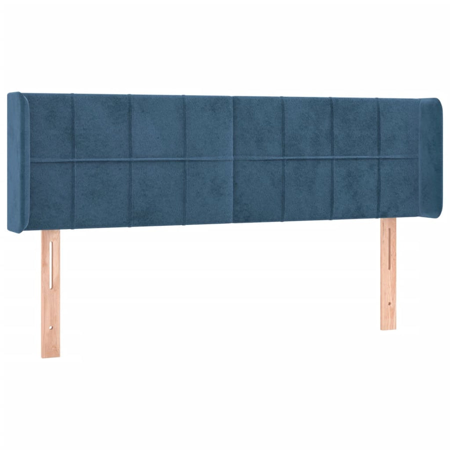 Hoofdbord Met Randen Fluweel 147 x 16 x 78/88 cm Donkerblauw