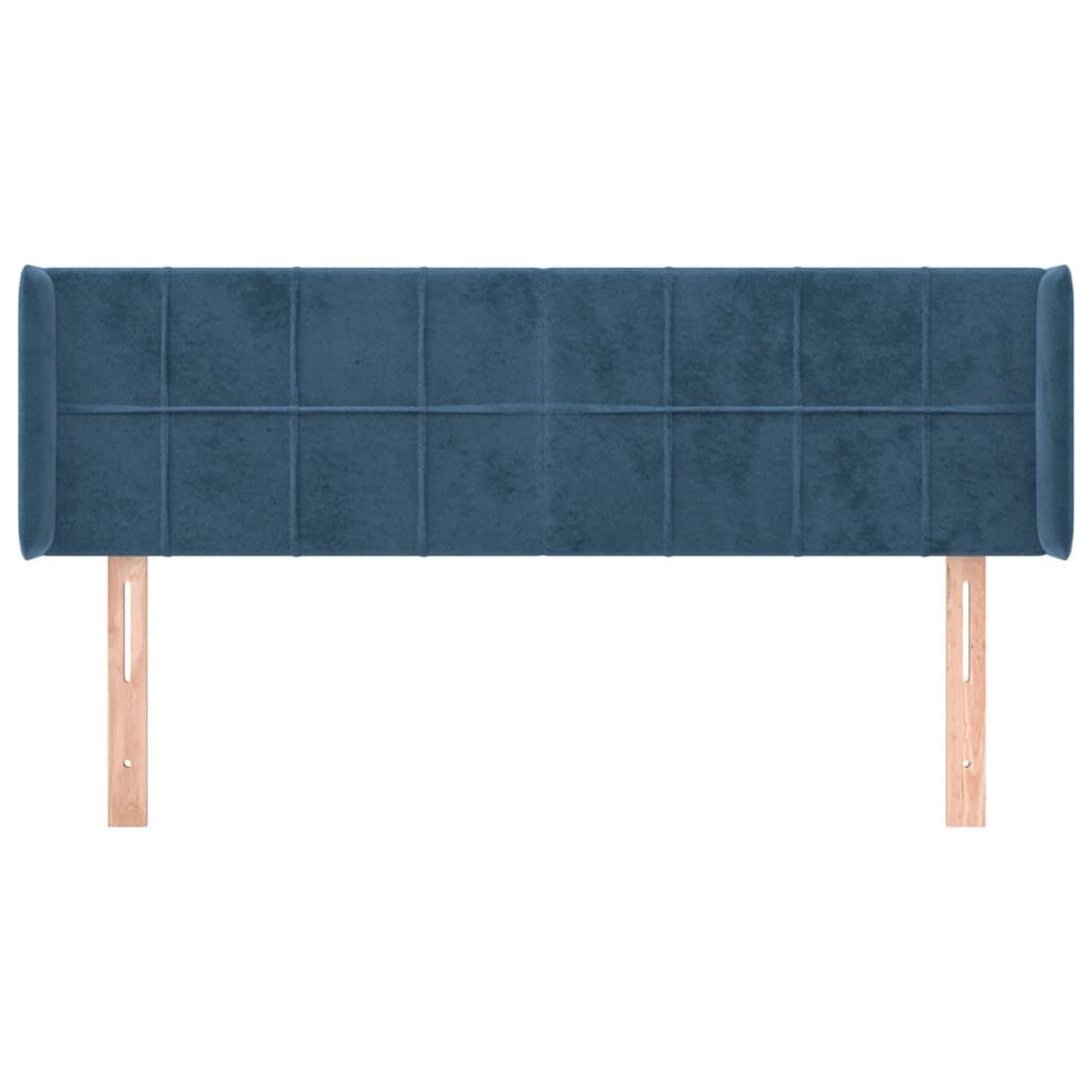 Hoofdbord Met Randen Fluweel 147 x 16 x 78/88 cm Donkerblauw