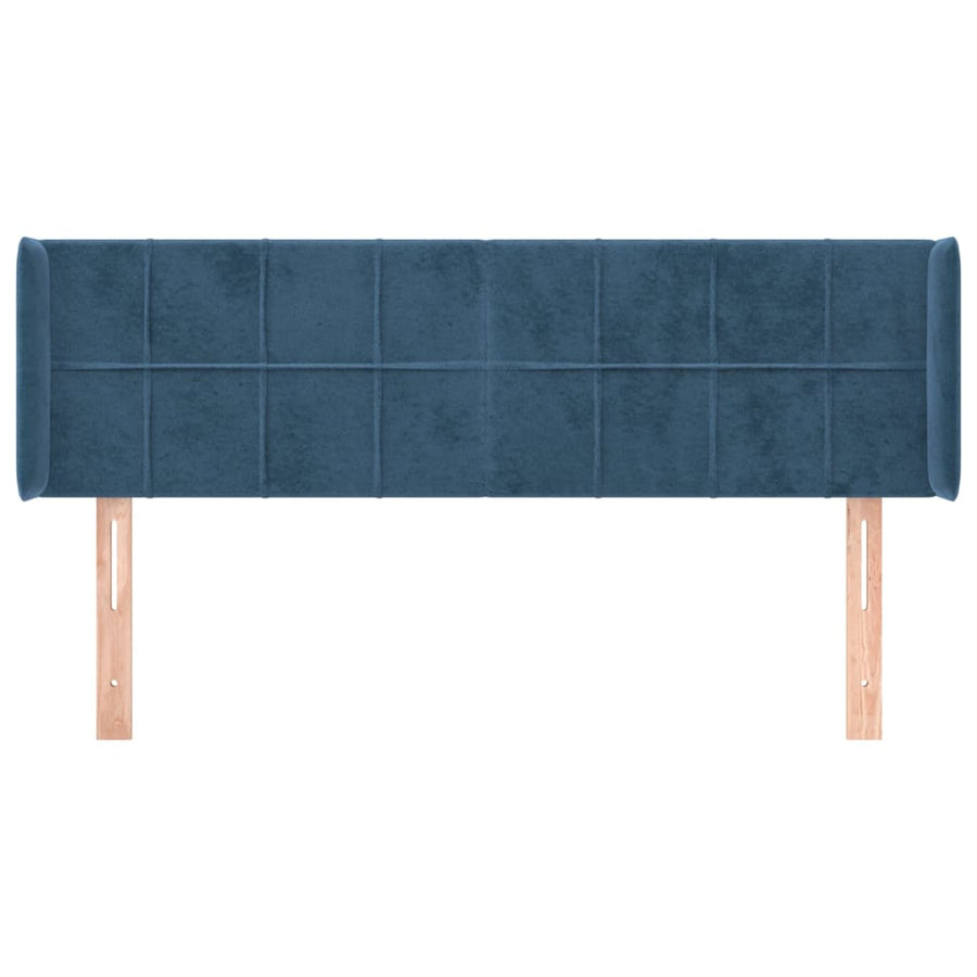 Hoofdbord Met Randen Fluweel 147 x 16 x 78/88 cm Donkerblauw