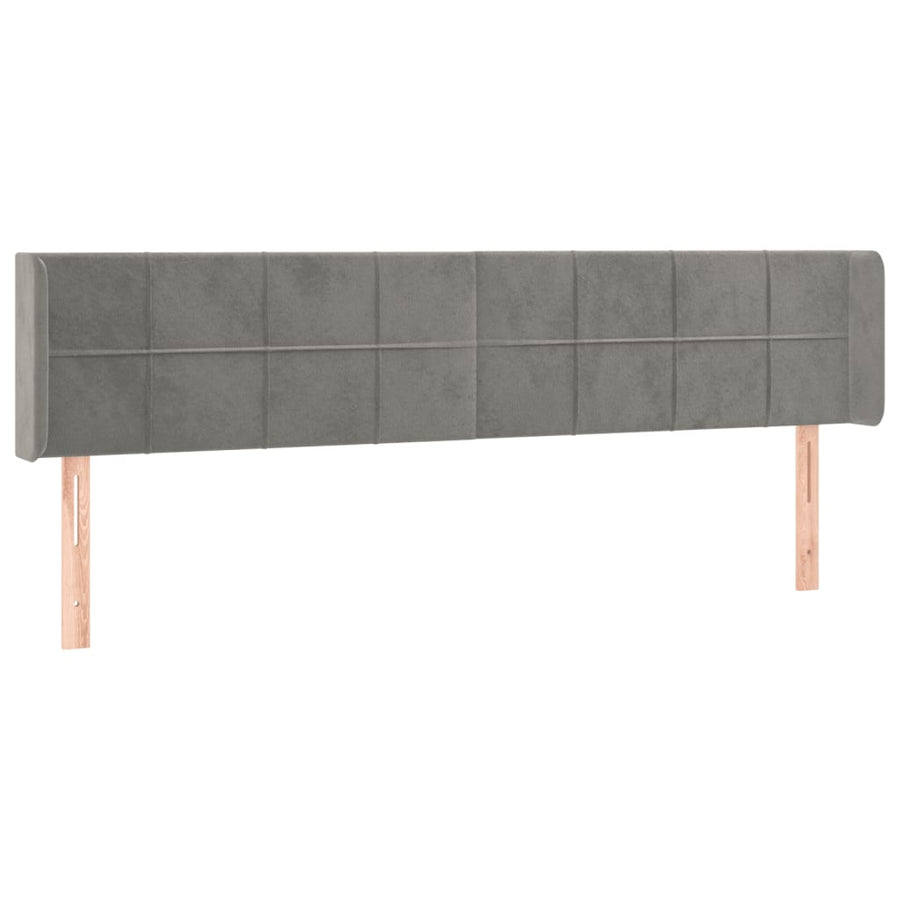 Hoofdbord Met Randen Fluweel 163 x 16 x 78/88 cm Lichtgrijs