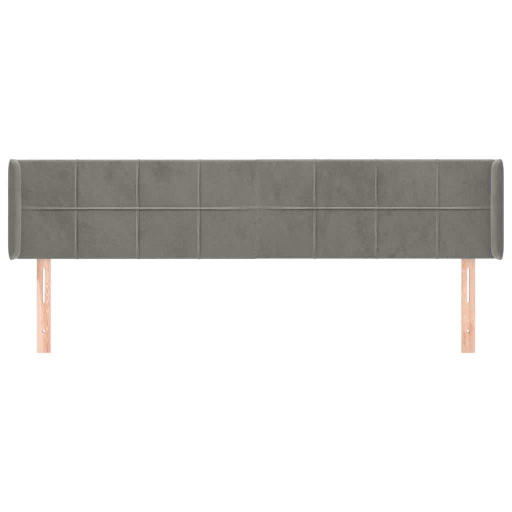 Hoofdbord Met Randen Fluweel 163 x 16 x 78/88 cm Lichtgrijs