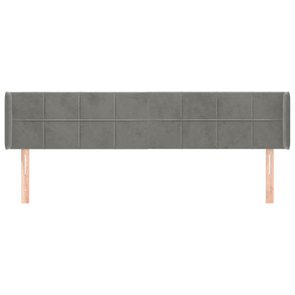 Hoofdbord Met Randen Fluweel 163 x 16 x 78/88 cm Lichtgrijs