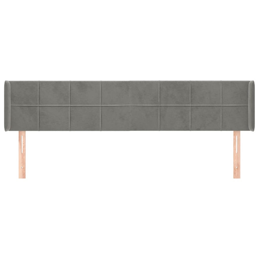 Hoofdbord Met Randen Fluweel 163 x 16 x 78/88 cm Lichtgrijs