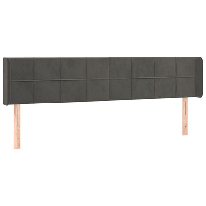 Hoofdbord Met Randen Fluweel 163 x 16 x 78/88 cm Donkergrijs