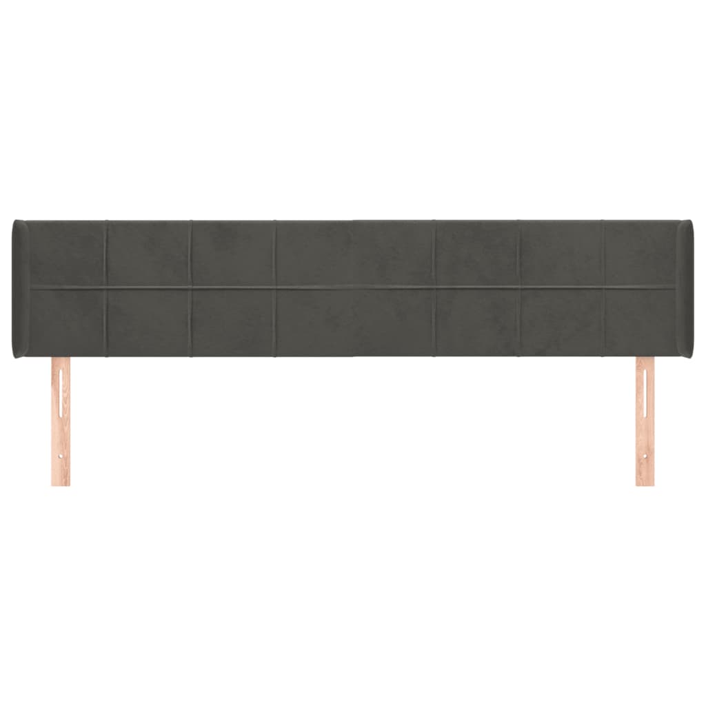 Hoofdbord Met Randen Fluweel 163 x 16 x 78/88 cm Donkergrijs
