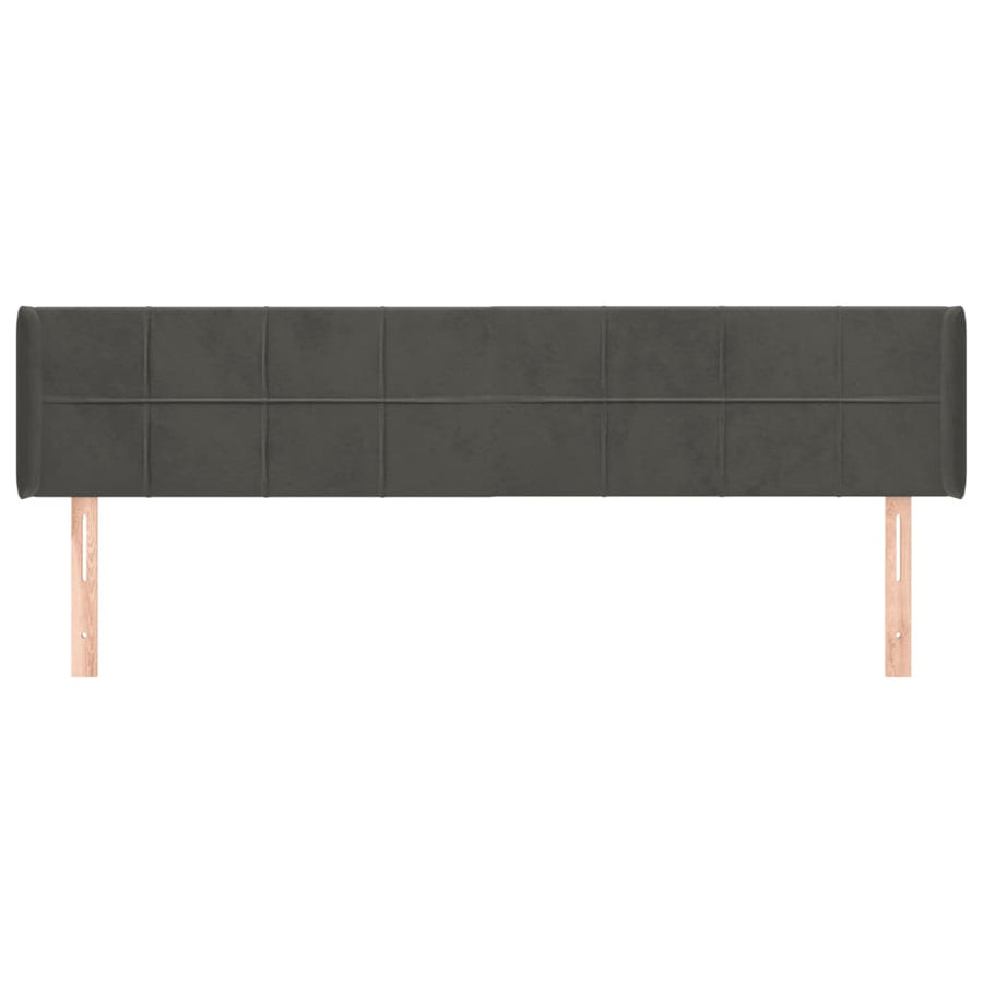 Hoofdbord Met Randen Fluweel 163 x 16 x 78/88 cm Donkergrijs