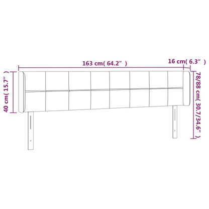 Hoofdbord Met Randen Fluweel 163 x 16 x 78/88 cm Donkergrijs