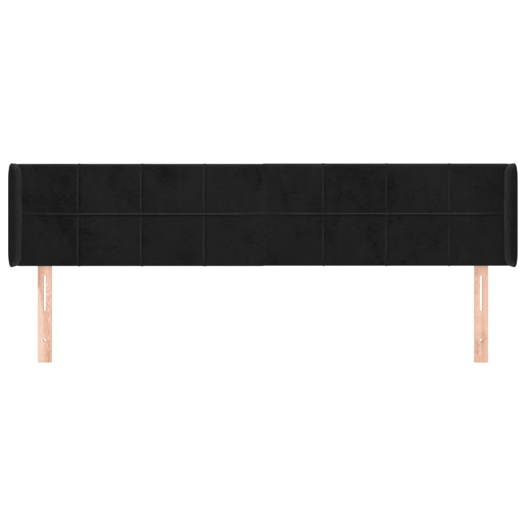 Hoofdbord Met Randen Fluweel 163 x 16 x 78/88 cm Zwart