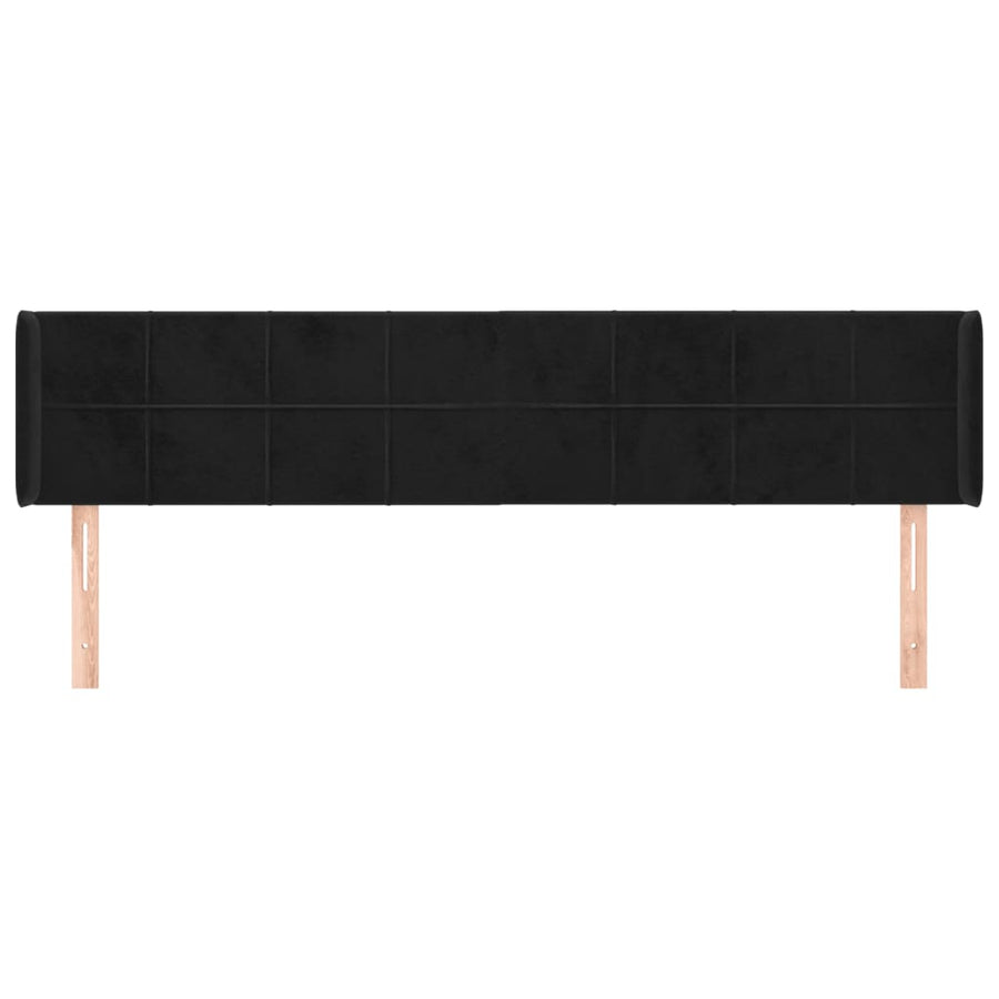 Hoofdbord Met Randen Fluweel 163 x 16 x 78/88 cm Zwart