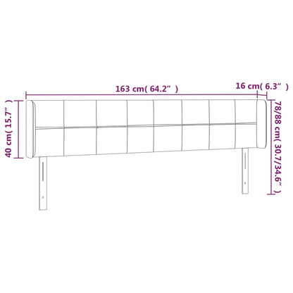 Hoofdbord Met Randen Fluweel 163 x 16 x 78/88 cm Zwart