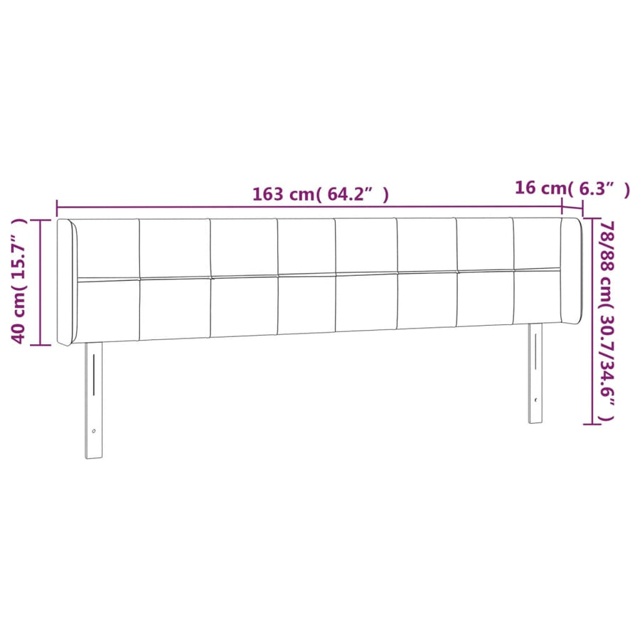Hoofdbord Met Randen Fluweel 163 x 16 x 78/88 cm Zwart