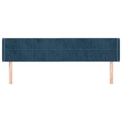 Hoofdbord Met Randen Fluweel 163 x 16 x 78/88 cm Donkerblauw