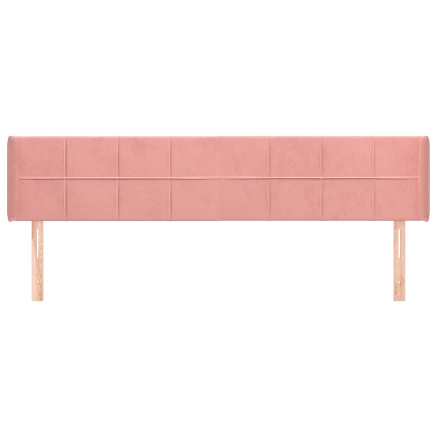 Hoofdbord Met Randen Fluweel 163 x 16 x 78/88 cm Roze