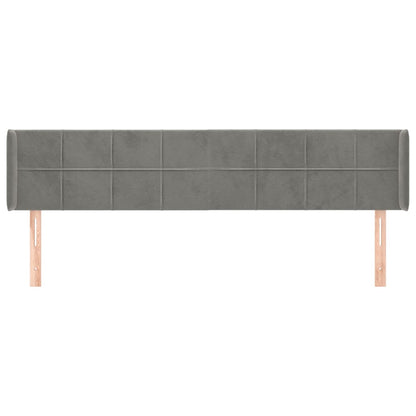 Hoofdbord Met Randen Fluweel 183 x 16 x 78/88 cm Lichtgrijs