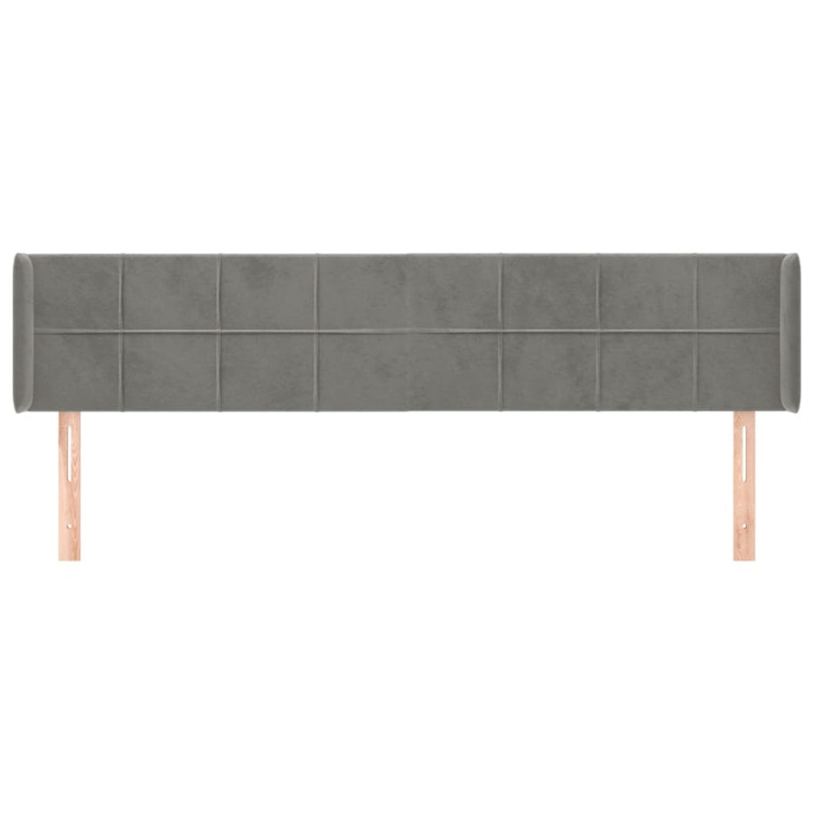 Hoofdbord Met Randen Fluweel 183 x 16 x 78/88 cm Lichtgrijs